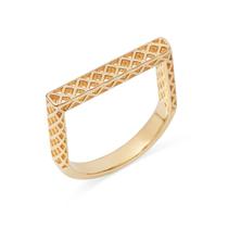 Anel Vazado Soft Quadrado com base redonda Folheado Ouro 18k