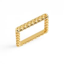 Anel Vazado Soft Quadrado Folheado Ouro 18k