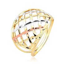 Anel Vazado Xadrez Folheado a Ouro 18k