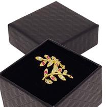 Anel Vermelho Rubi Cravejado De Zirconias Banho De Ouro 18k 1177 Anel Vermelho Rubi Cravejado De Zirconias Banho De Ouro 18k 1177