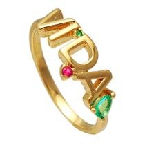 Anel Vida SoftJoias Com Cristal Colorido Banhado a Ouro 18K Anel Vida SoftJoias Com Cristal Colorido Banhado a Ouro 18K