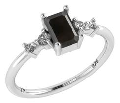 Anel Viena Onix Retangular Pura Prata 925 - Onix