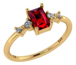 Anel Viena Retangular Prata 925 Dourada 18k - Granada