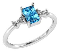 Anel Viena Retangular Pura Prata 925 - Topázio Azul Anel Viena Retangular Pura Prata 925 - Topázio Azul