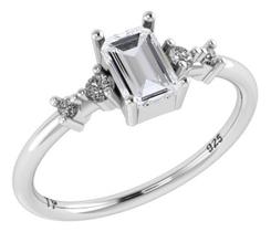 Anel Viena Retangular Pura Prata 925 - Zircônia