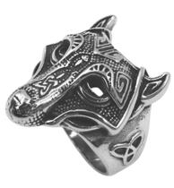 Anel Viking Lobo Fenrir Em Aço Inoxidável Nórdico Vintage