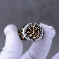 Anel Viking Vegvisir de Aço Inoxidável - Jóia Masculina com Design Celta e Runa