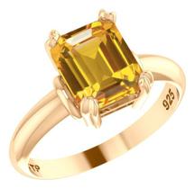 Anel Vintage Citrino Prata 925 Dourada Ouro 18k - Feminino