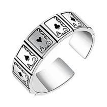 Anel Vintage De Cartas De Poker Para Mulheres E Homens Em Aço Inoxidável, Joia De Moda Para Festas