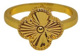 Anel Virginia Trevo Flor De Quatro Pontas Banhado A Ouro