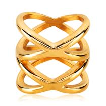 Anel West Coast Jewelry ELYA - Design Split Crisscross Orbit Dourado