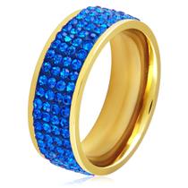 Anel West Coast Jewelry ELYA feminino em aço banhado a ouro azul