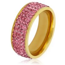 Anel West Coast Jewelry ELYA feminino em aço banhado a ouro