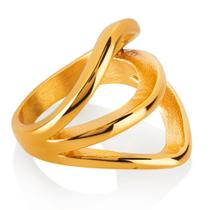 Anel West Coast Jewelry ELYA Split Band em aço banhado a ouro