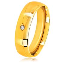 Anel West Coast Jewelry Solitaire em aço inoxidável banhado a ouro