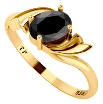 Anel Wings Prata 925 Dourada Ouro 18k - Black Ônix Oval