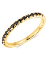 Anel Wyyxl de ouro 14K com moissanita preta, 2 mm, tamanho 6