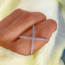 Anel X cravejado Rodio branco Anel X cravejado Rodio branco