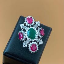 Anel X Cravejado Rubi