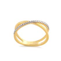 Anel X Filete Cravejado E Outro Trabalhado Folheado A Ouro