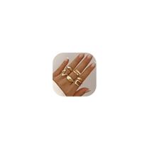 Anel YEEZII Chunky banhado a ouro 18K para mulheres, conjunto de 5