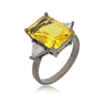 Anel Yellow Fancy Retângulo Ródio Negro
