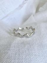 Anel Zig Zag Folheado Ródio - Regulável