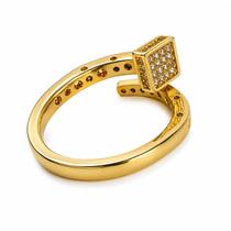 Anel zirconia prego cabeca quadrada