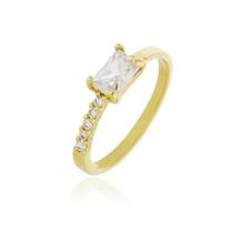 Anel Zircônia Retangular - Banho Ouro 18K Anel Zircônia Retangular - Banho Ouro 18K