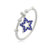 Anel Zircônias Azul Klein Estrela Pendurada Ródio Anel Zircônias Azul Klein Estrela Pendurada Ródio