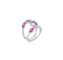 Anel zircônias navete rosa banhado a ródio branco - semijoia Anel zircônias navete rosa banhado a ródio branco - semijoia