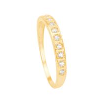 Anel Zircônias White Cravejado em Ouro 18K - AU14093