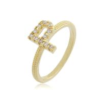 Anel Zircôrnias Cristais Letra P