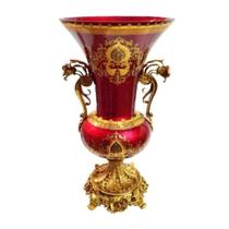 Ânfora Cristal Vinho Ouro Prensado Alças e Base Bronze Luxo Ânfora Cristal Vinho Ouro Prensado Alças e Base Bronze Luxo