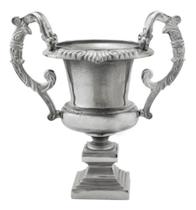 Ânfora Maior Metal Prateado Classica Alças Gigantes Luxo