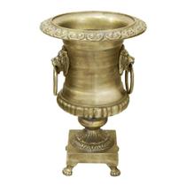 Ânfora Metal Dourado Alças Cara de Leão Classico Luxo