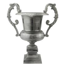 Ânfora Metal Prateado Design Classico Alças Trabalhadas Luxo