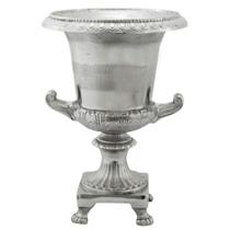 Ânfora Vaso Prateado c Alças e Pés Design Classico Luxo