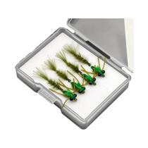 ANFS 4pcs Damselfly Fishing Moscas- Ganchos Duplos Iscas para Pesca em Água Doce e Salgada