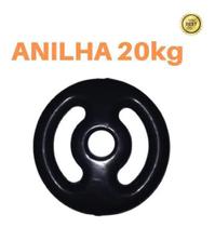 Anilha 20Kg Emborrachada Super Premium Preta Academia/Casa