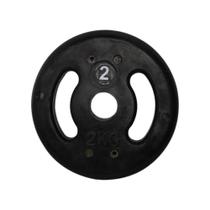 Anilha de Musculação Ferro Fundido Injetada Alça Lateral 2kg Preto para Academia Anilhas Fitness