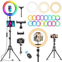 Anillo de Luz RGB WisaKey de 10,3 pulgadas con Trípode, Soporte para Teléfono y Tableta Anillo de Luz RGB WisaKey de 10,3 pulgadas con Trípode, Soporte para Teléfono y Tableta