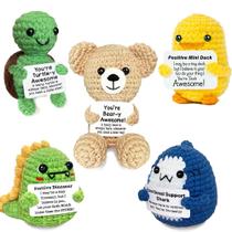 Animais de crochê AicooFest Mini Positive 5 unidades com cartão de mensagem