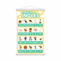 Animais em Inglês Banner Escolar Pedagógico Grande