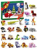 Animal Building Blocks - Calendário do Advento 2022 Meninos Incluindo 24 Animais Brinquedos de Natal Calendário de Contagem Regressiva para Meninas de 4 a 8 Anos de Idade - Recheio de Meias de Natal - Presentes de Natal para Crianças - ZPM