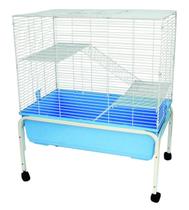 Animal Cage YML de 3 níveis para interior com suporte azul Animal Cage YML de 3 níveis para interior com suporte azul