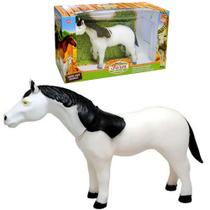 Animal cavalo de vinil farm animals branco 33x22x8cm na caixa