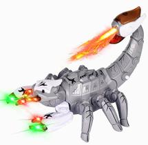 Animal de Brinquedo Infantil Escorpião Robô Cibernético Anda Solta Fumaça Emite Som e Luzes