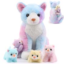 Animal de pelúcia Hydren Cat Mommy com 4 gatinhos de 35 cm para crianças Animal de pelúcia Hydren Cat Mommy com 4 gatinhos de 35 cm para crianças