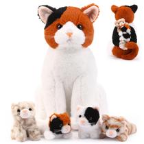 Animal de pelúcia Hydren Cat Mommy com 4 gatinhos de 35 cm para crianças Animal de pelúcia Hydren Cat Mommy com 4 gatinhos de 35 cm para crianças